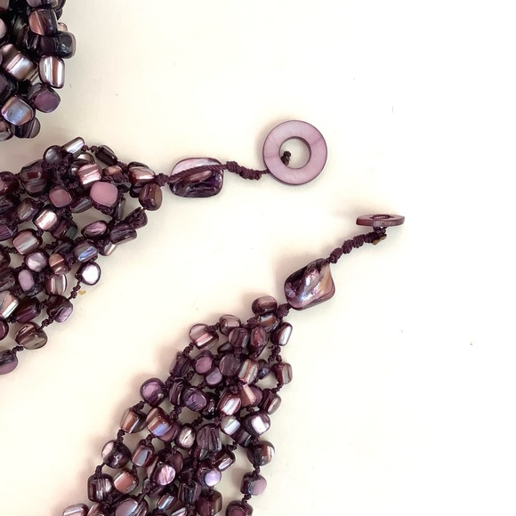 Vintage purple shell multi strand bracelet and stretch bracelet - Picture 3 of 3